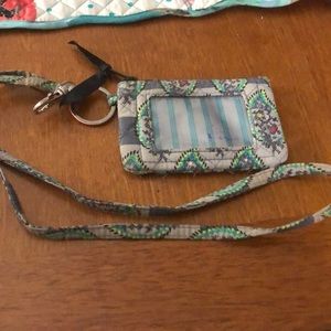 Vera Bradley id case and lanyard set in grey color